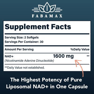1600 mg Liposomal NAD Supplement, 98 Pure NAD Supplement, Superior Absorption, Alternative to Nicotinamide Riboside or NADH to Boost NAD for Aging Defense, Energy, Longevity, 120 Softgels