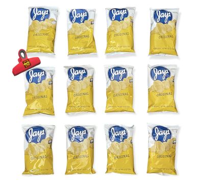 Munchie Box Jay&#39;s Original Potato Chips an Iconic Chicago Style Classic flavor thin Cut and Crispy (Pack of ( 12 ) 1.25 Oz Bags)