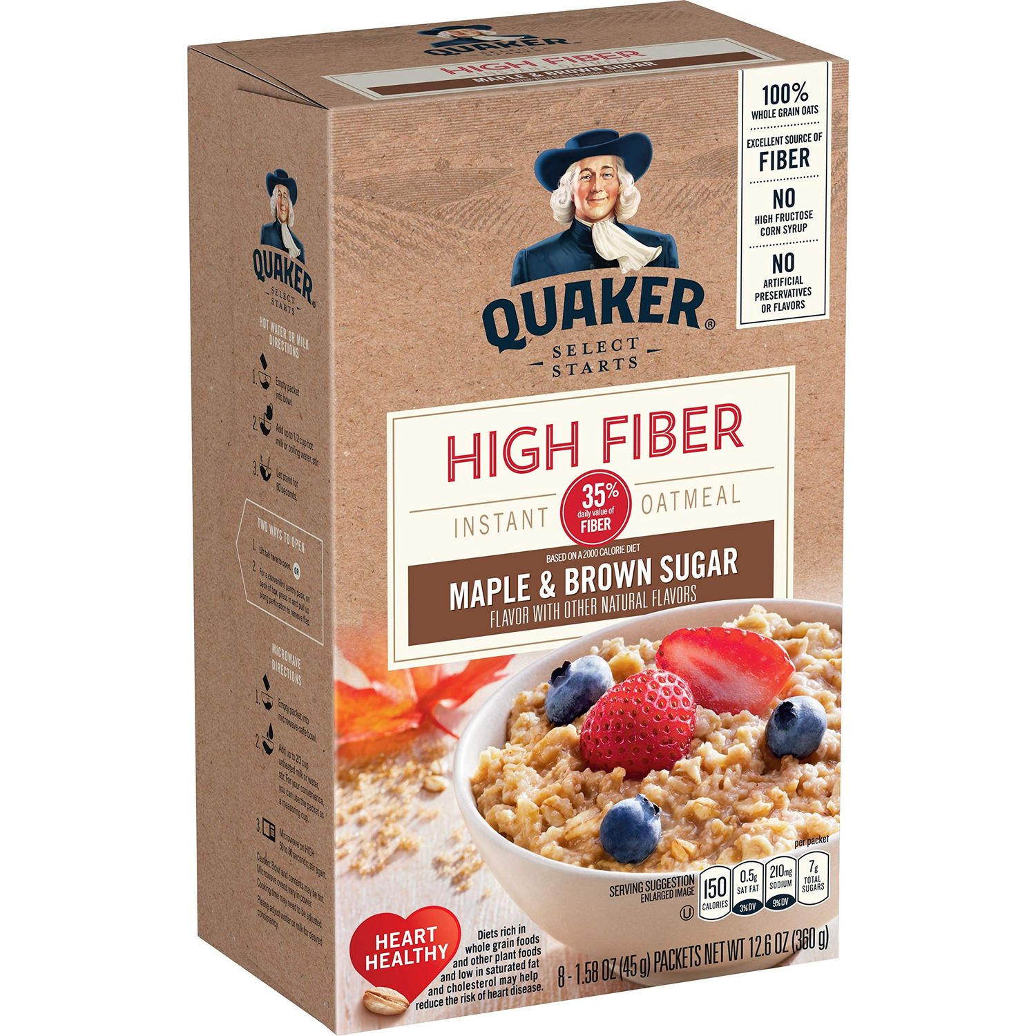 Quaker High Fiber Instant Oatmeal - Maple Brown Sugar (2 pack)