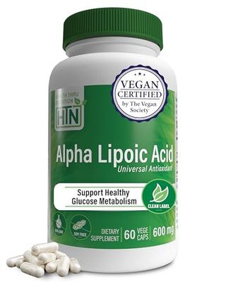 Health Thru Nutrition Alpha Lipoic Acid 600mg 60 Servings Certified Vegan Universal Antioxidant Non-GMO, 3rd Party Tested, Hypoallergenic, Gluten Free, Soy Free ALA Capsules