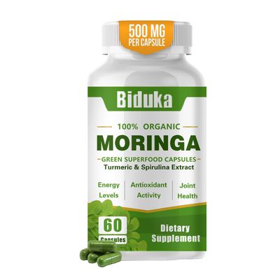 Organic Moringa Capsules 1000mg - Antioxidant Superfood for Energy Metabolism Support, Immune Boost, Vegan, Non-GMO, 60 Plant-Based Capsules (2-Month Supply) (1)