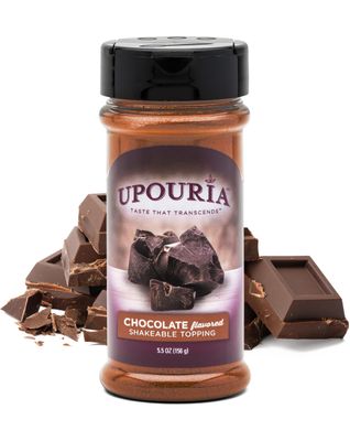 Upouria Chocolate Flavored Shakable Topping for Coffee, Lattes, Desserts, Gourmet Cocoa Taste, 5.5oz