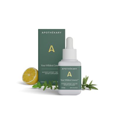 Apoth kary Your Wildest Greens Herbal Liquid Drops, All-in-One Daily Superfood Supplement, Vitamin Mineral Support, 5X Potency of Greens Powders, Sugar Free, Calorie Free, (15 Servings) 1.22oz