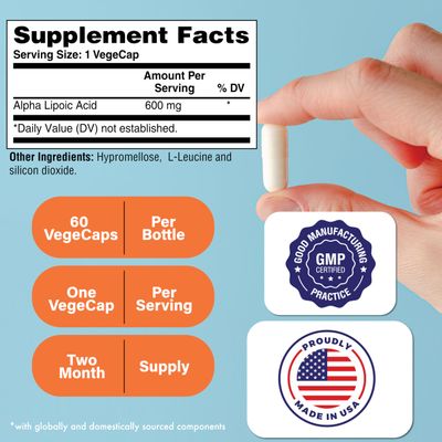 Health Thru Nutrition Alpha Lipoic Acid 600mg 60 Servings Certified Vegan Universal Antioxidant Non-GMO, 3rd Party Tested, Hypoallergenic, Gluten Free, Soy Free ALA Capsules