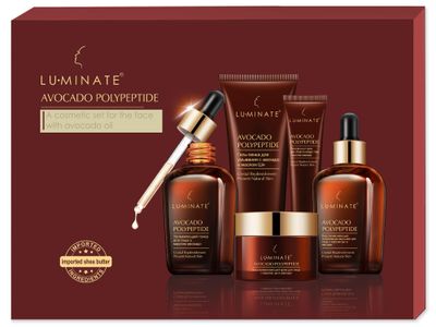 LUMINATE Avocado Polypeptide Anti-Aging Hydrating and Moisturizing (Variety Set of 5) for Face Skin Care With Face Cream Cleansing Facial Wash Gel Eye Cream Facial Moisturizing Emulsion Mois
