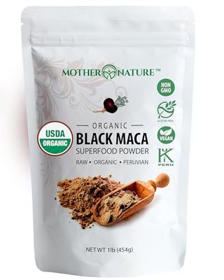 Organic, Raw Peruvian Black Maca Root Powder - Premium USDA Certified, Ideal for Men Women, Boost Workouts, Enhance Muscle Recovery, Non-GMO, Vegan Superfood, 16 oz