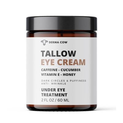 Tallow Eye Cream infused with Caffeine, Honey, Vitamin E and Cucumber, 100 Grass Fed Beef Tallow, Moisturizer , Dark Circles and Puffiness, Anti-Aging Cream , Anti-Wrinkle Under Eye Cream - 2oz