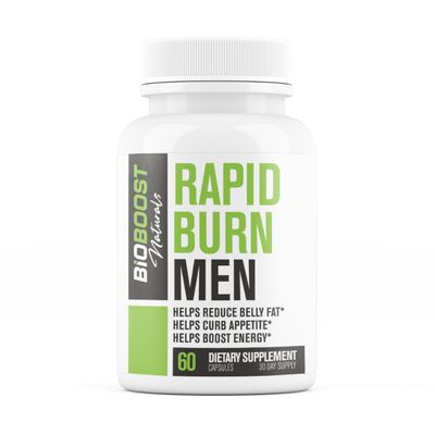 Rapid Fat Burner MEN 7 Powerful Ingredients for Male Fat Loss, Appetite Suppressant Carb Blocker Lose Belly Fat, Increase Energy, Size, Stamina Sustain Muscle Mass - 60 Capsules for Men