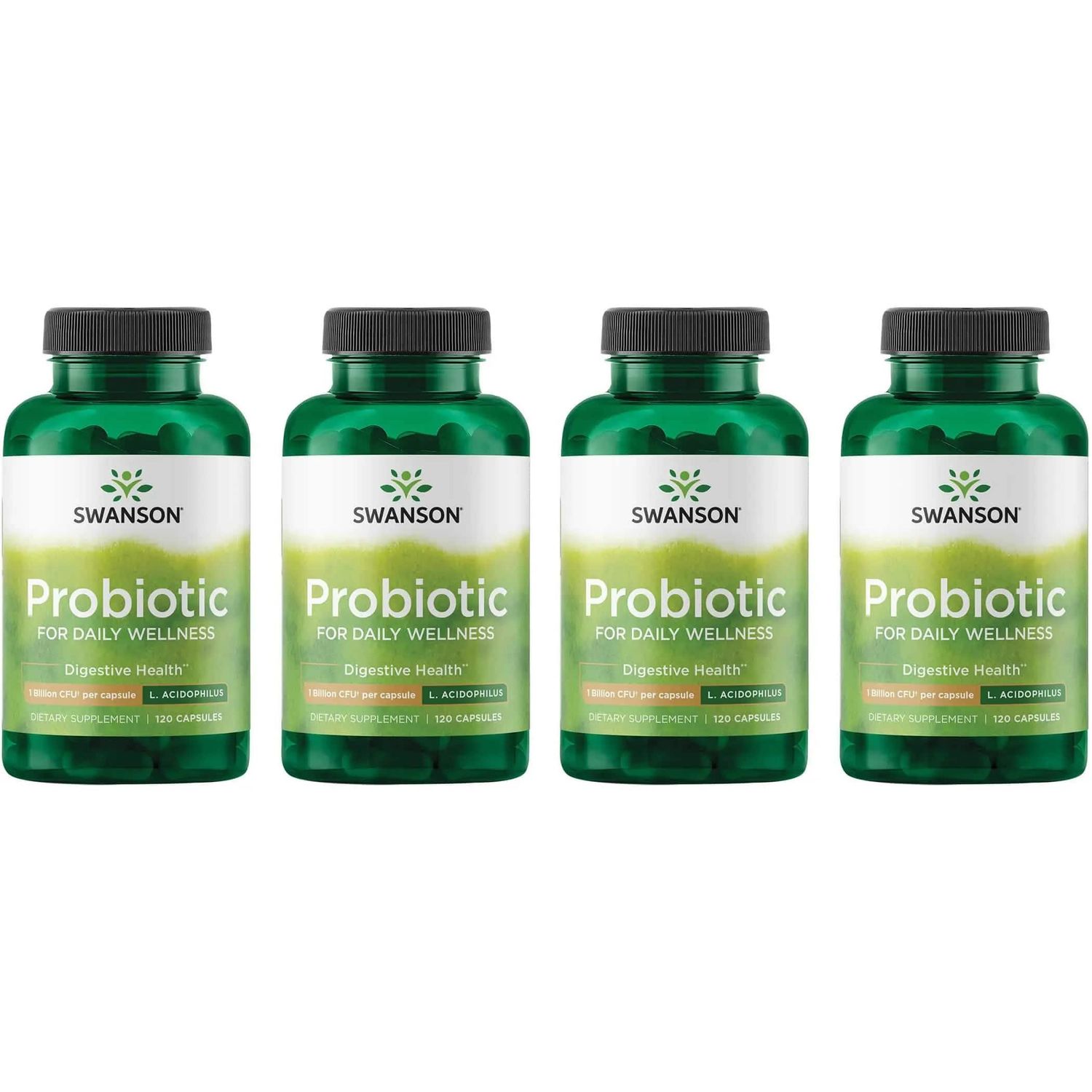 Swanson Probiotic - Digestive Health Supplement w 1 Billion CFU per Capsule - Natural Formula Supporting Bowel Regularity Daily Wellness - (120 Capsules) (4 Pack)