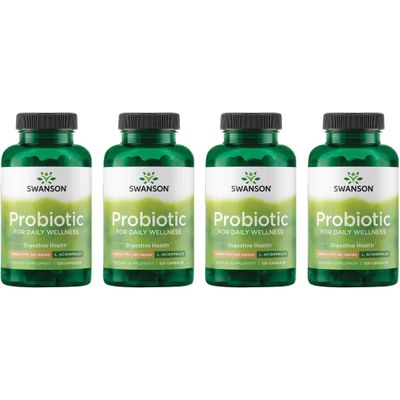 Swanson Probiotic - Digestive Health Supplement w 1 Billion CFU per Capsule - Natural Formula Supporting Bowel Regularity Daily Wellness - (120 Capsules) (4 Pack)