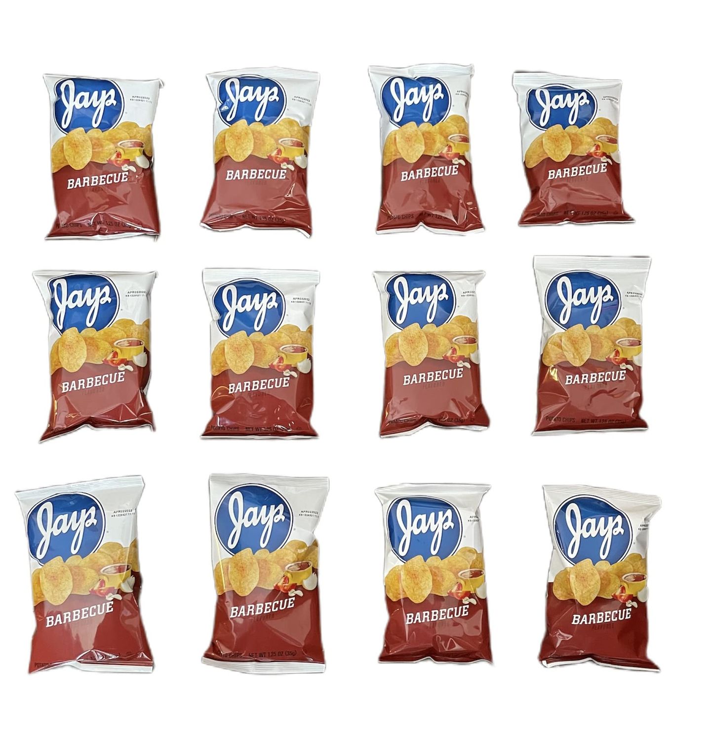 Jay&#39;s Barbecue Potato Chips Chicago - Style taste Munchie Box Pack 1.25 Oz Bags (Pack of (12) 1.25 Oz Bags)