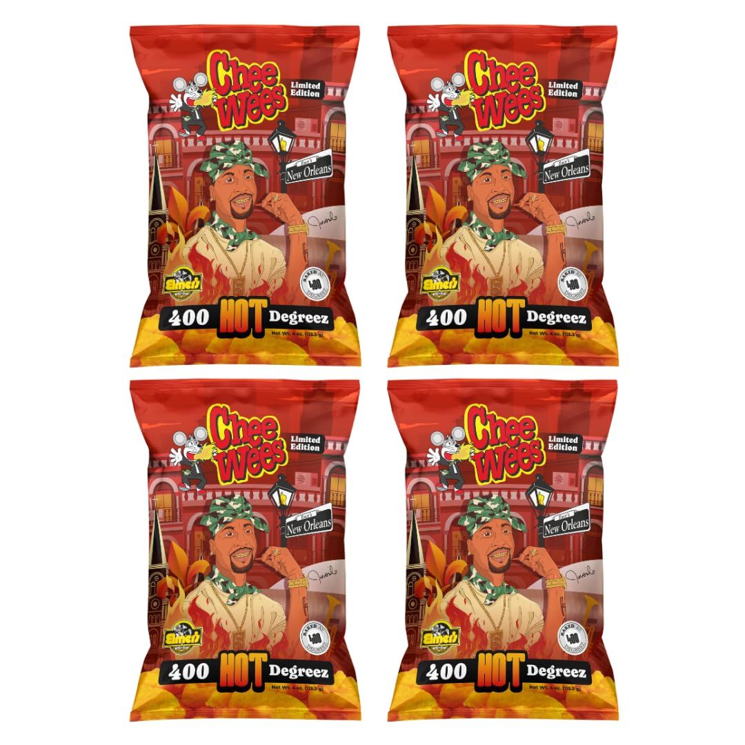 Elmer&#39;s New Orleans Chee Wees - LIMITED EDITION &quot;Juvenile&quot; 400 HOT Degreez (4, 4 oz)
