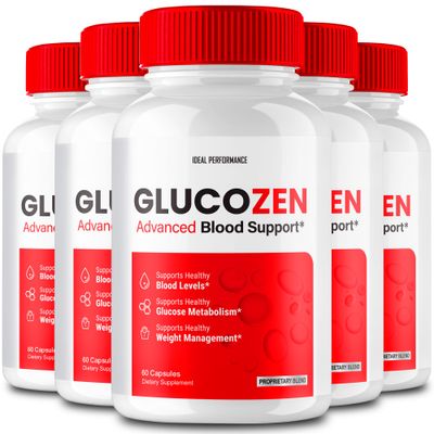 Glucozen Capsules, Glucozen Support Supplement Pills - Maximum Strength, Glucozen Health Wellness Capsules, Glucozen All Natural Formula Pills, Gluco Zen Health Capsules Reviews (5 Pack)