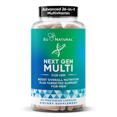 Next Gen Multi for Him Advanced Men s Multivitamin Supplement - 26-in-1 Multiblend for Beard Hair Growth, Men s Reproductive Health, Metabolism, Heart, Skin, Prostate Support, More - 60 Veg Capsules