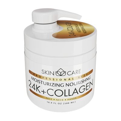 Skin Care 24K Gold Collagen 3-in-1 Moisturizer Face Cream, Neck and Hands - Treatment for Crepey Texture, Wrinkles and Sagging - Daily Lotion for All Skin Types - 16.9 fl. oz.
