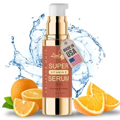 Live Healthy Super Vitamin C Serum for Women Over 70 - C Super Serum, Vitamin C, Peptides, Vitamin E - Rapid Anti Aging, Lifting Firming, Anti Wrinkle Age Spots Reduction - Made in USA 30ml