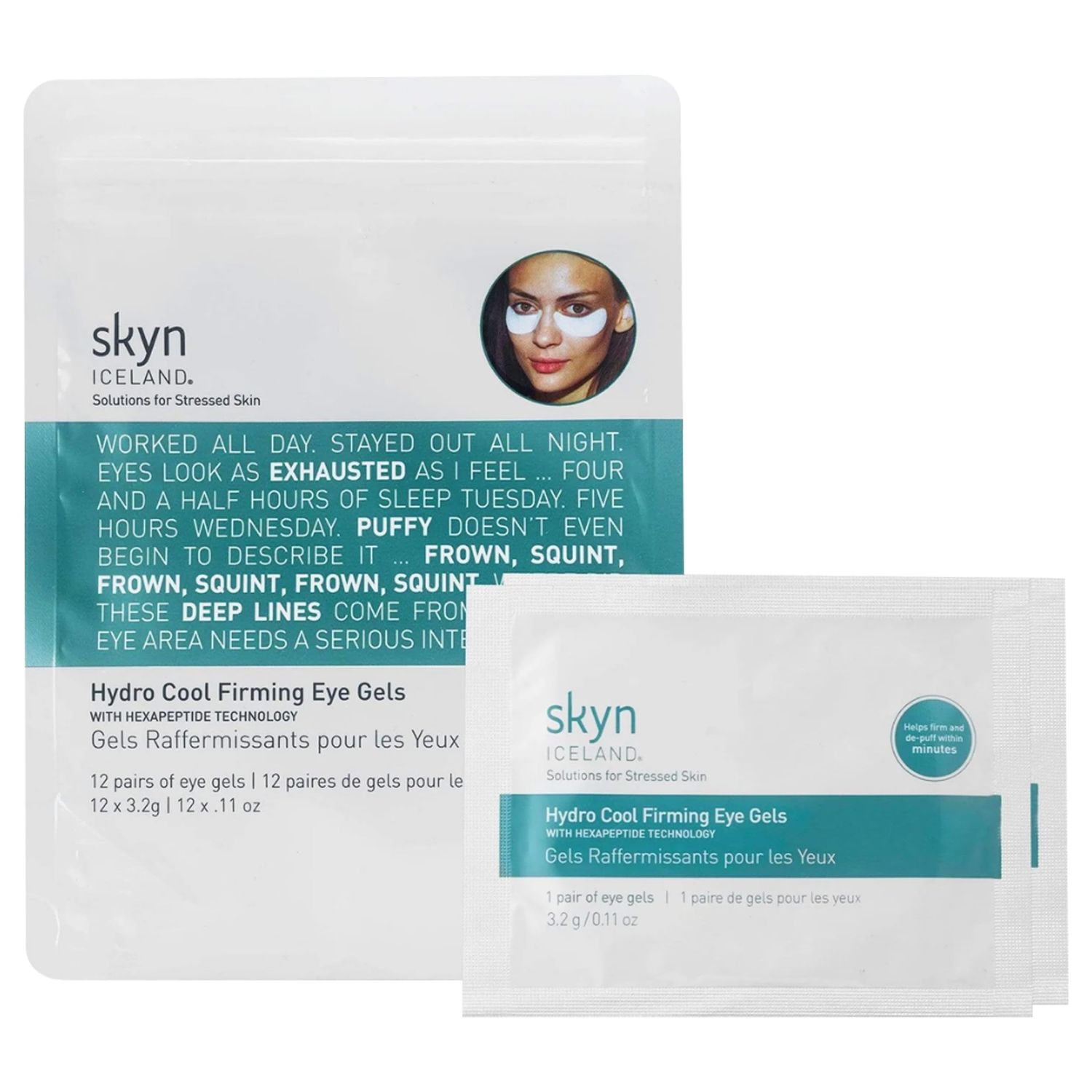 skyn ICELAND Hydro Cool Firming Under Eye Patches. Eye Gel Mask to Firm And Reduce Wrinkles, Fine Lines, Dark Circles, Puffy Eyes Bags, 12 Pairs
