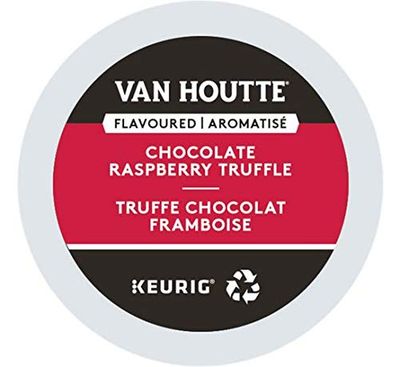 Van Houtte, Raspberry Chocolate Truffle, Single-Serve Keurig K-Cup Pods, Light Roast Coffee, 144 Count (6 Boxes 24 Pods)