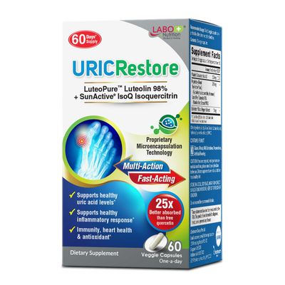 LABO Nutrition URICRestore - Uric Acid Cleanse Detox Supplement for Joint Support, Kidney Function, Antioxidant Protection Discomfort Relief - Uric Acid Support, 60 Vegan Capsules