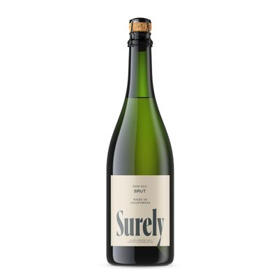 Surely Non Alcoholic Champagne, Alcohol-Removed California Sparkling Brut, De-alcoholized White Wine, 6g Sugar, 30 Calories, Low Calorie, Low Sugar, Gluten Free, 750ml (25 fl. oz)