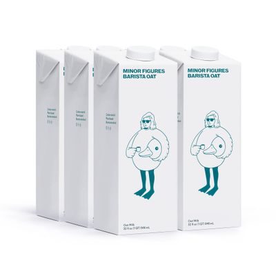 Minor Figures - Oat Milk, Barista Original, 32 Fl oz x 6 Cartons, Dairy Free Vegan, No Added Sugar, Long Shelf Life