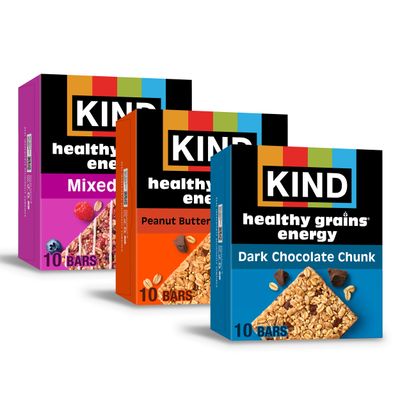 KIND Healthy Grains Energy Bars 30ct Variety Pack, Dark Chocolate Chunk, Peanut Butter Dark Chocolate, and Mixed Berry, 18-21g Whole Grains, Made with Super Grains, Gluten Free Snacks