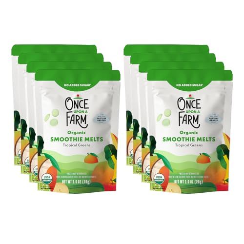 Once Upon a Farm Organic Smoothie Melts, Tropical Greens, 8ct, For Ages 12 Months, Made with Whole Milk