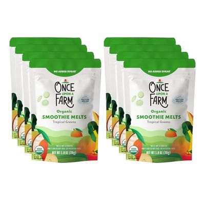 Once Upon a Farm Organic Smoothie Melts, Tropical Greens, 8ct, For Ages 12 Months, Made with Whole Milk