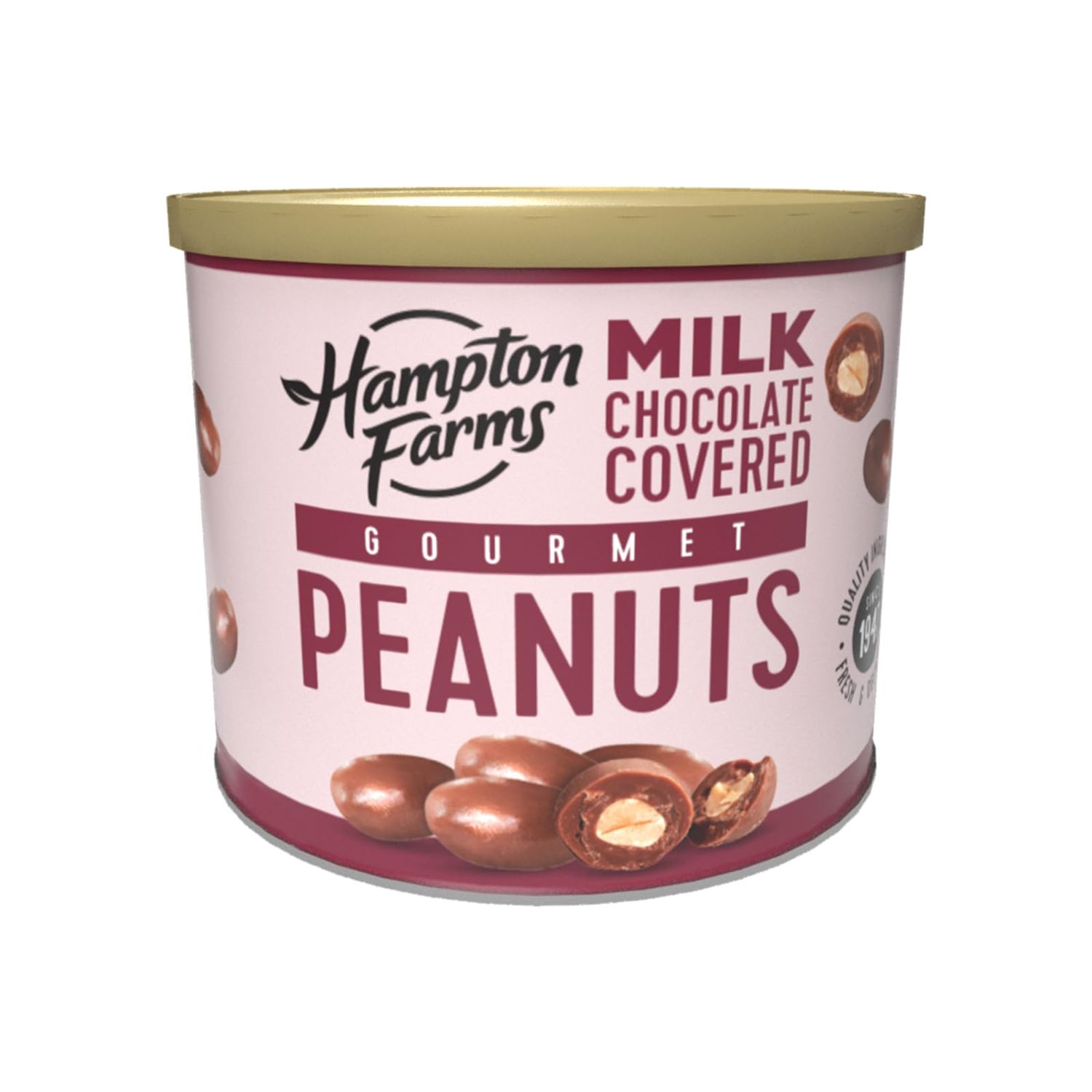 Hampton Farms - USA Grown Gourmet Nuts - Chocolate Covered Peanuts - 40 oz. Canister