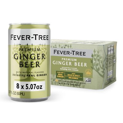 Fever-Tree Ginger Beer - Premium Quality Mixer - Refreshing Beverage for Cocktails Mocktails. Naturally Sourced Ingredients, No Artificial Sweeteners or Colors - 5.1 Fl Oz Cans - Pack of 8
