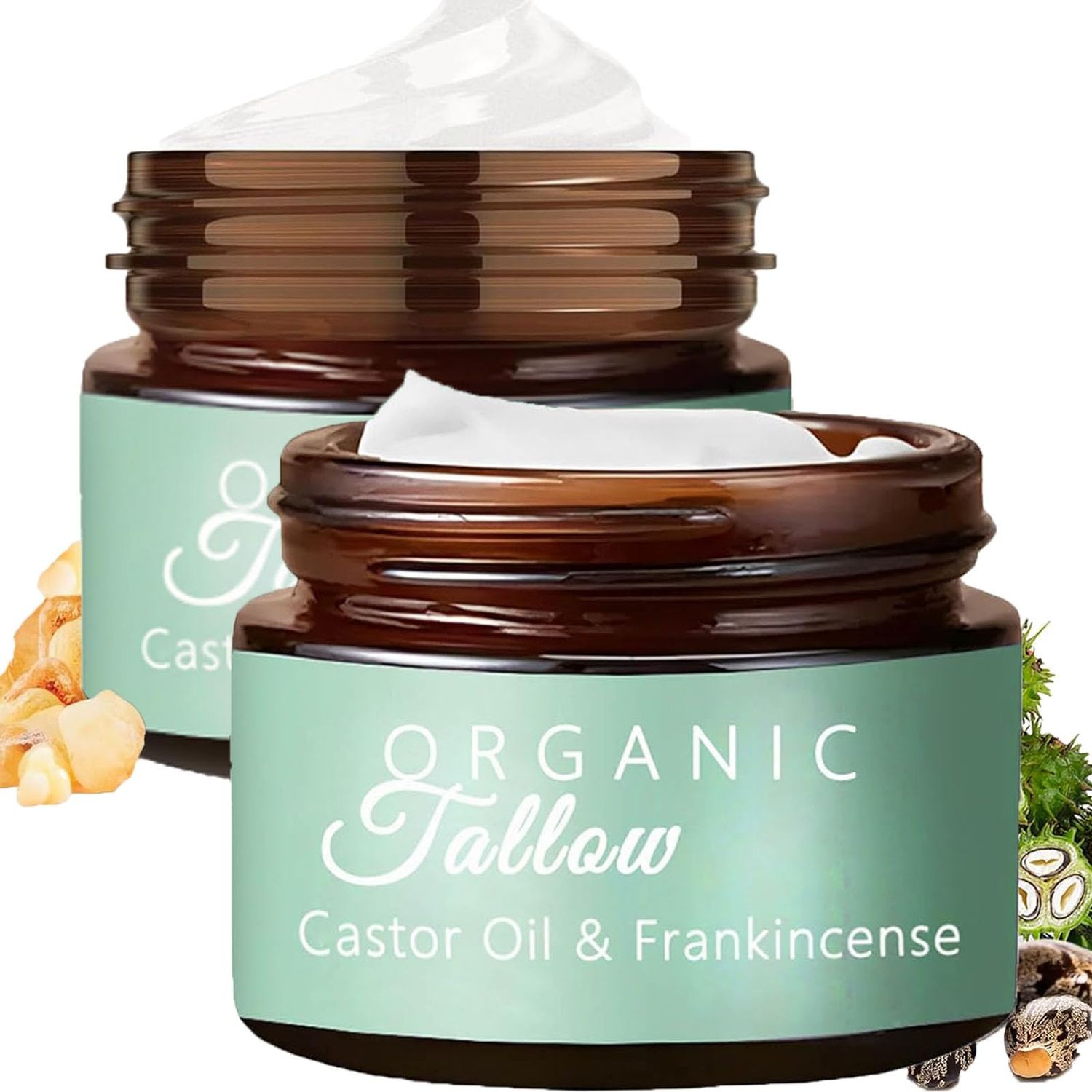 Zdiwond Organic Whipped Tallow Balm with Castor Oil Frankincense Oil, 2 Pack Grass Fed Whipped Obviously Beef Tallow Cream for Natural Skincare Moisturizing, Moisturizer for SkinFace (2)