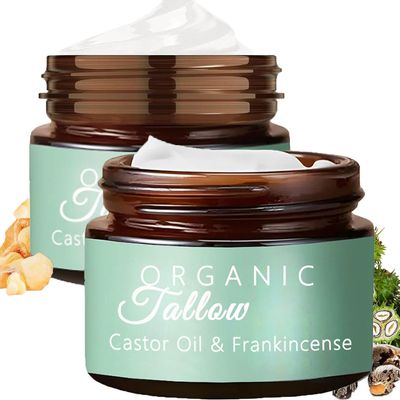 Zdiwond Organic Whipped Tallow Balm with Castor Oil Frankincense Oil, 2 Pack Grass Fed Whipped Obviously Beef Tallow Cream for Natural Skincare Moisturizing, Moisturizer for SkinFace (2)