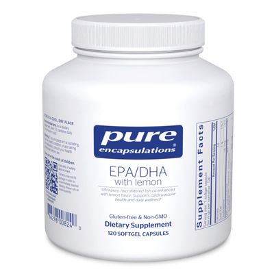 Pure Encapsulations EPADHA with Lemon Ultra-Pure, Molecularly Distilled Fish Oil Concentrate with Lemon 120 Softgel Capsules