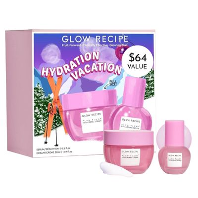 Glow Recipe Hydration Vacation Skincare Set - Plum Plump Hyaluronic Acid Moisturizer Face Serum - Made with Antioxidant Plum Vitamin B5 to Repair Skin Barrier and Improve Hydration (2 Count)