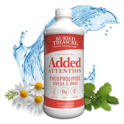 Buried Treasure - Added Attention - Children&#39;s Learning Support with GABA DHA Vitamin B and Herbal Blend - Aid Healthy Brain Functions - Improved Short-Term Auditory Memory Focus Behavior 16.54 oz
