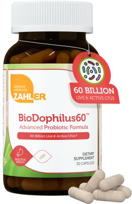 Zahler Biodophilus, 60 Billion Live Cultures Per Serving, Supports Digestive Health,Certified Kosher, 30 Capsules