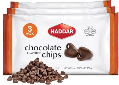Haddar Chocolate Flavored Chips, 9 oz (3 Pack) Vegan Semi Sweet Dark Chocolate Chips, Dairy Free, Nut Free, Lactose Free, Soy Free, Kosher (including Passover), Great for Baking