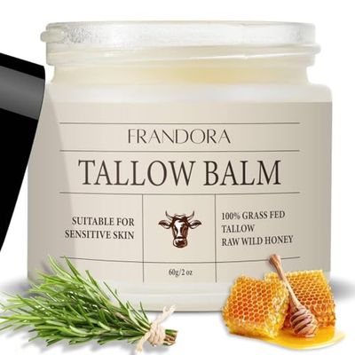 FRANDORA Beef Tallow and Honey Balm for Skin, All-Natural Moisturizer for Face and Body, Hydrating Grass-Fed Beef Tallow Raw Wild Honey Blend
