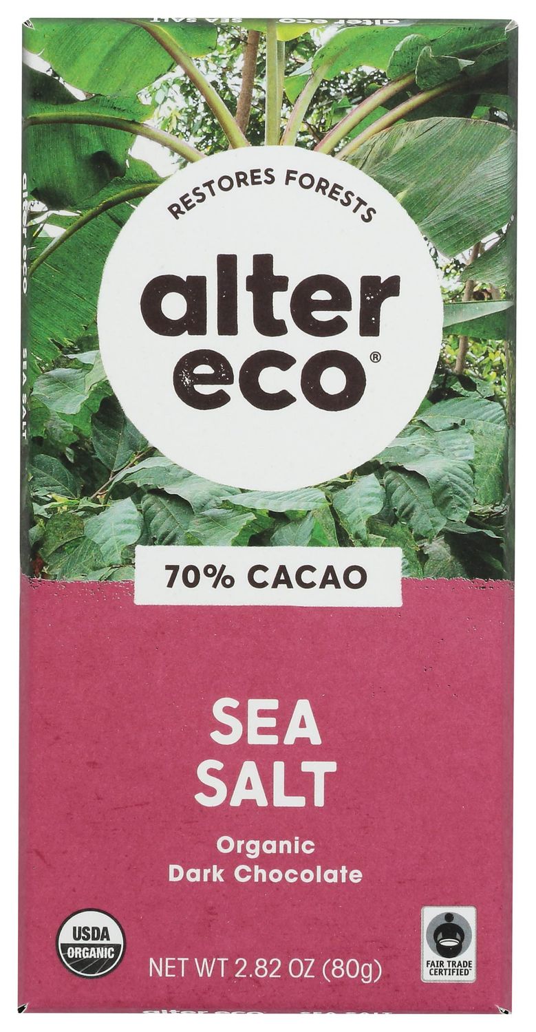 ALTER ECO CHOCOLATE BAR DARK SEASALT, 2.82OZ, 12PACK