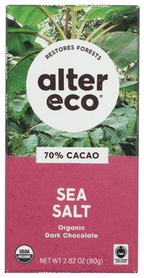 ALTER ECO CHOCOLATE BAR DARK SEASALT, 2.82OZ, 12PACK