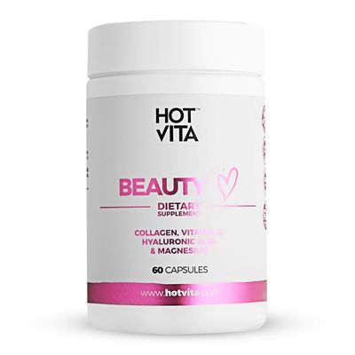 Hot Vita Beauty Supplement Pills - Anti-Aging Supplement Treatment for Hair Loss, Skin, and Nails with Collagen, Biotin, Magnesium, Vitamin C and Hyaluronic Acid