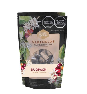 Cafe Quindio Chewy Coffee Caramels Duopack (2 Bags of 8.5 oz (240g) Each) - Approximately 120 Candies