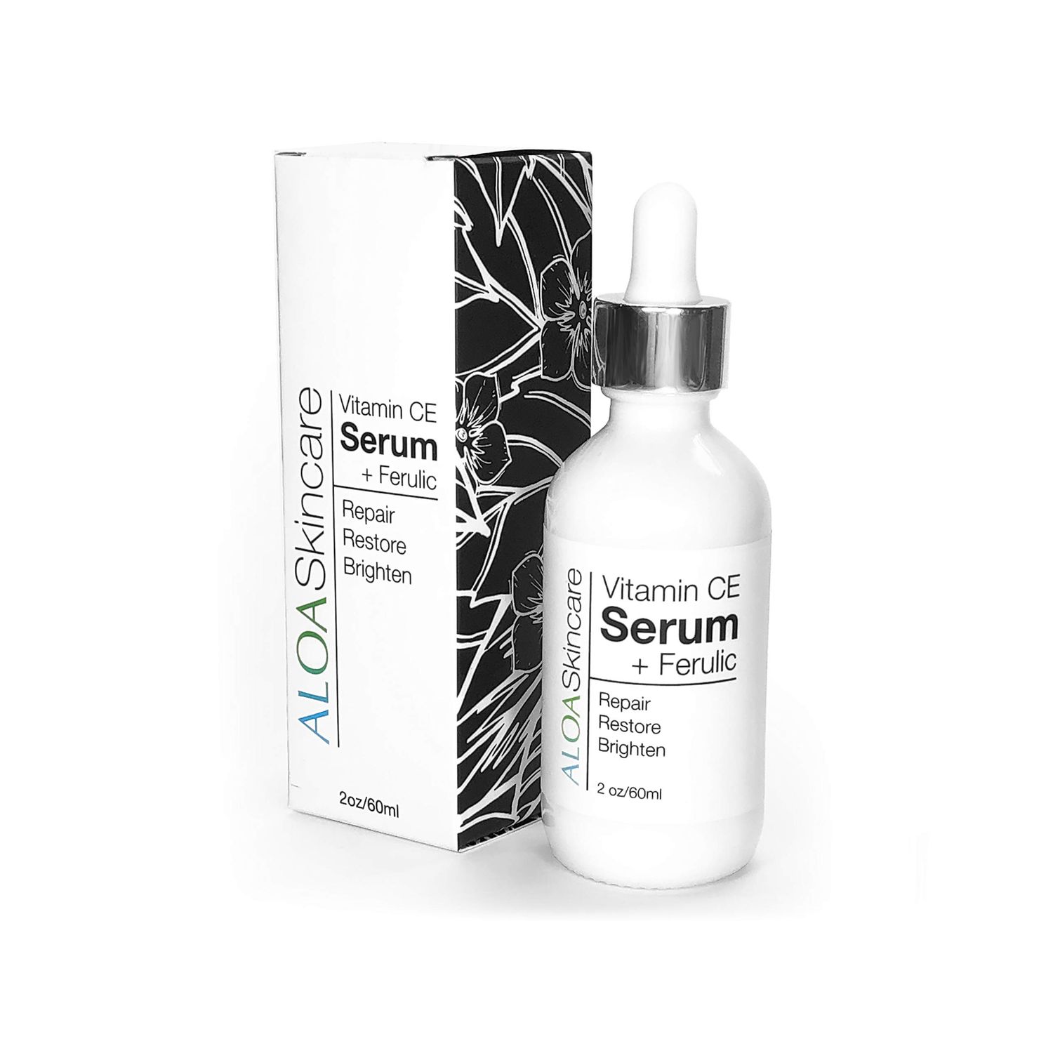 ALOA Skincare Vitamin CE Serum Ferulic with Hyaluronic Acid, 2oz. Anti Aging, Firming Brightening Serum for Face