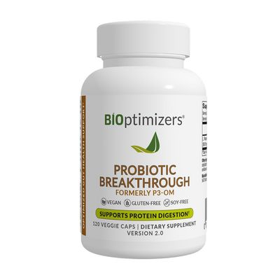 BIOptimizers Probiotic Breakthrough, Proteolytic Prebiotics Probiotics Supplement - Lactobacillus Plantarum OM for Immune, Bloating Gut Relief Support, 120 Vegan Capsules