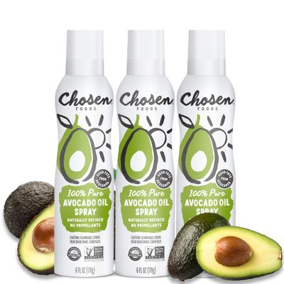Chosen Foods 100 Pure Avocado Oil Spray, Keto and Paleo Diet Friendly, Kosher Cooking Spray for Baking, High-Heat Cooking and Frying (6 oz, 3 Pack)