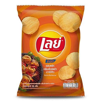 LAYS Brand, Crispy Potato Chips with Extra Barbecue Flavour, 50g X 3 Packs
