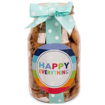 100 North Oh Sugar Sweets Happy Everything - Multicolor Stripes 10 Ounce Plastic Quart Jar Mini Chocolate Chip Cookies