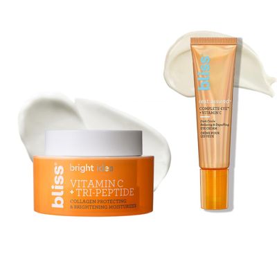 Bliss Get It Bright Duo - Bright Idea Vitamin C Moisturizer and Rest Assured Eye Cream - Brighten Hydrate - Vegan, Clean, Cruelty-Free Skincare