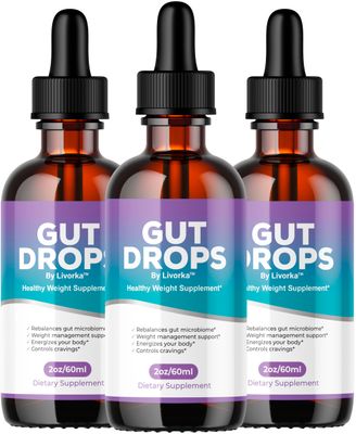 (3 Pack) Gut Drops - Official Gutdrop Supplement Premium Formula, Gutdrops All Natural Liquid Support Advanced Formula Healthy Drops Reviews, Gutdrops Healthy Gut Support, 3 Bottles for 3 Months