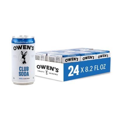 Owen&#39;s Club Soda, Premium Cocktail Mixer Made with Pure Pacific Sea Salt - 8.2oz Cans (24 pack)